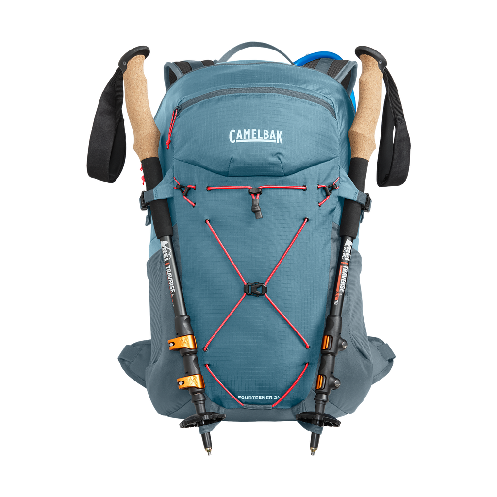 Women's Fourteener 24 100oz, Smoke Blue/Fiery Coral