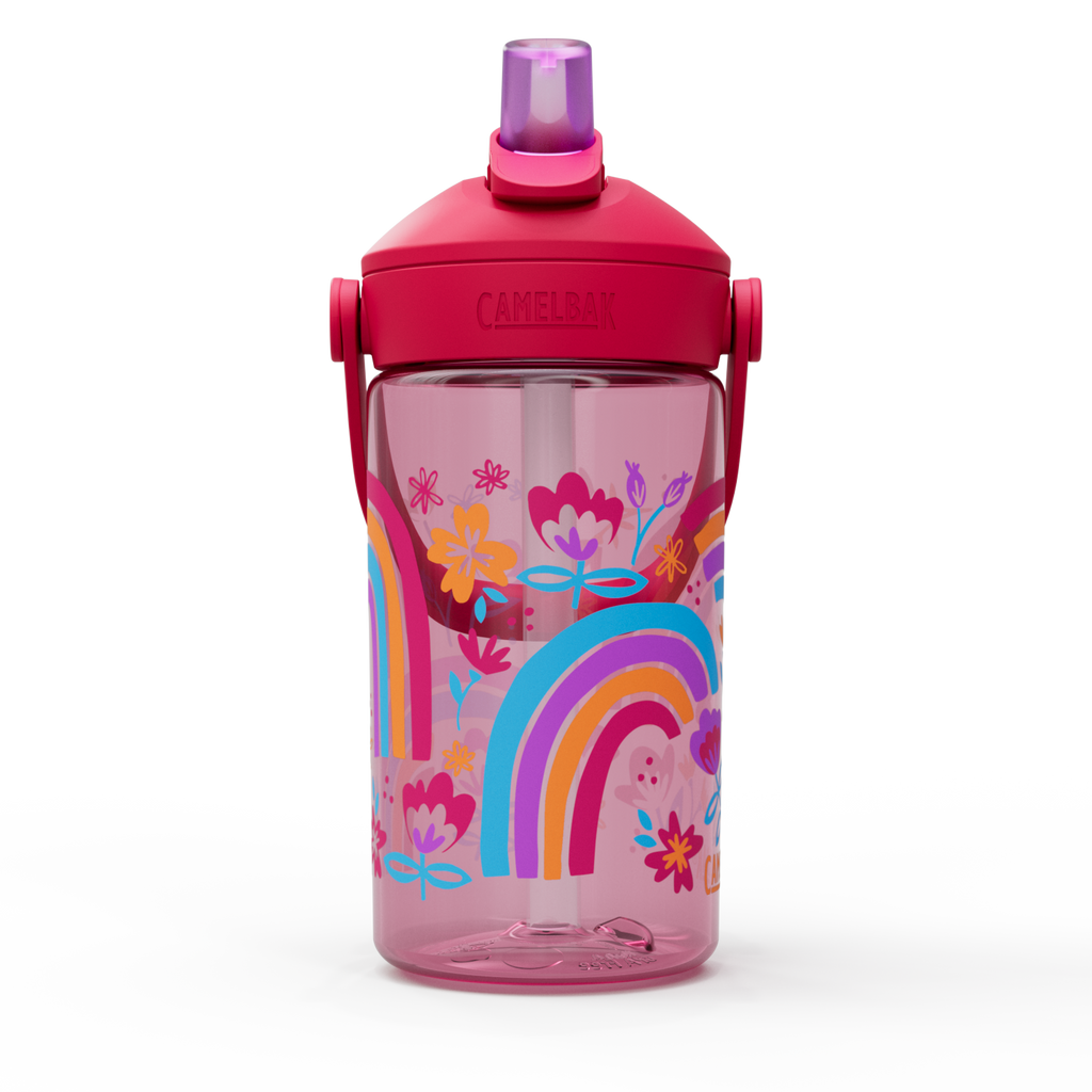 Thrive Flip Straw Kids 14oz, Rainbow Floral